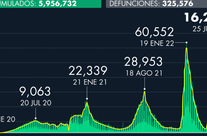 Número de casos de Covid-19 en México al 25 de junio de 2022