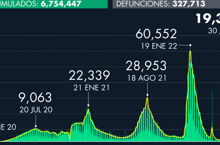 Número de casos de Covid-19 en México al 30 de julio de 2022