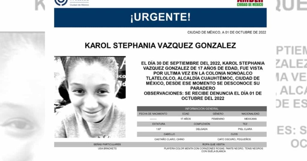 Buscan a la menor de edad Karol Stephania Vázquez; ¡desapareció en Tlatelolco!