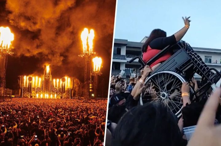 Rammstein en México: Fans cargan a joven en silla de ruedas para que vea show en primera fila