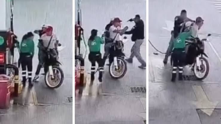Video: Despachadora rocía gasolina a presuntos asaltantes en Edomex