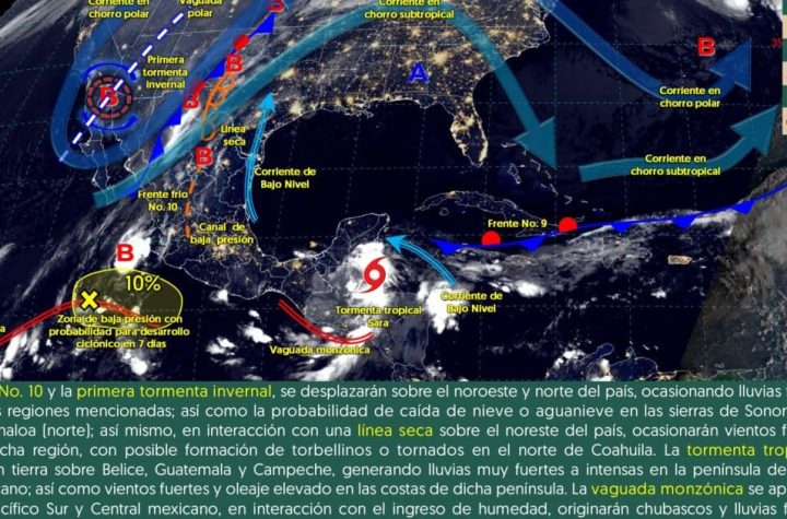 El frente frío No. 10, la primera tormenta invernal y la tormenta Sara harán de las suyas ¡Prepárate!