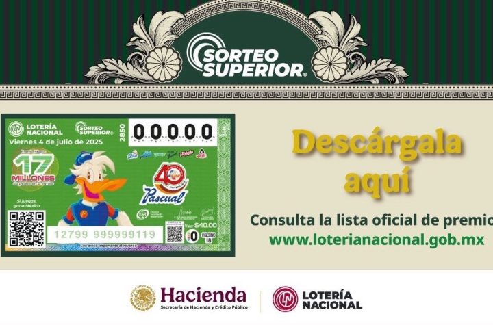 Lotería Nacional: Resultados del Sorteo Superior 2850 del 4 de julio de 2025