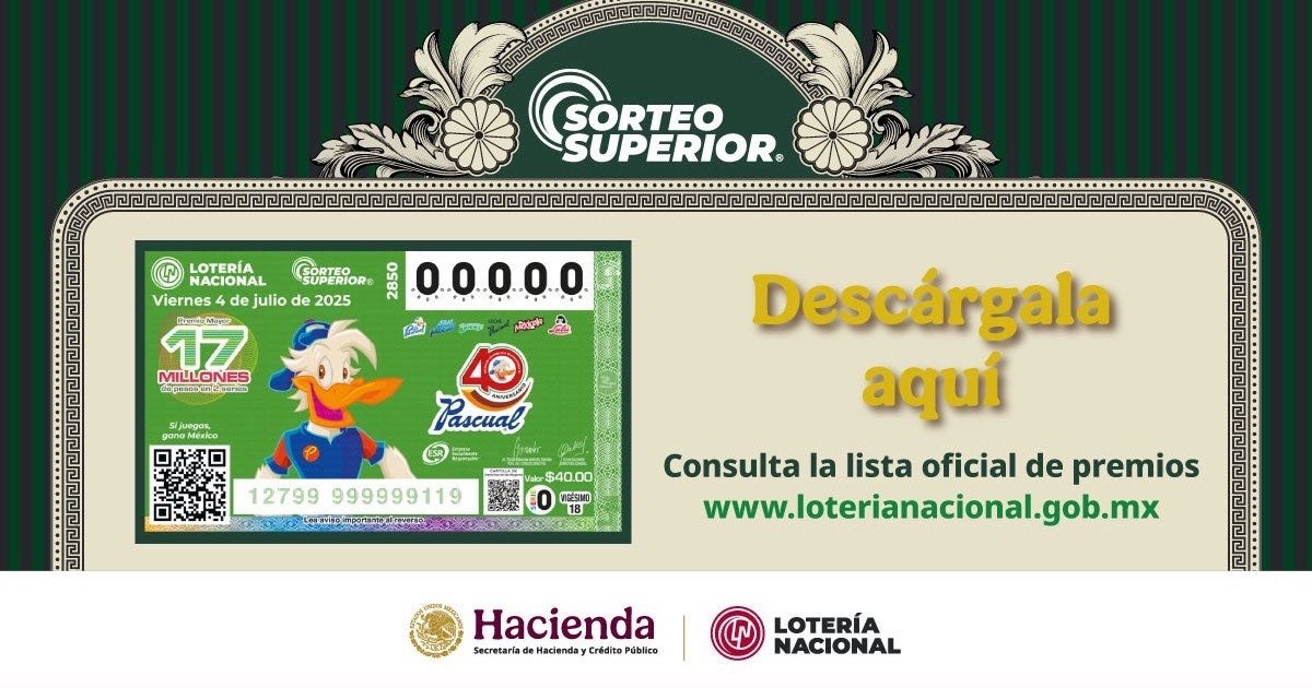 Lotería Nacional: Resultados del Sorteo Superior 2850 del 4 de julio de 2025